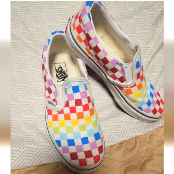 Vans Classic Check Rainbow Slip On Shoes US kids size 2.5 (508731) - Picture 6 of 7